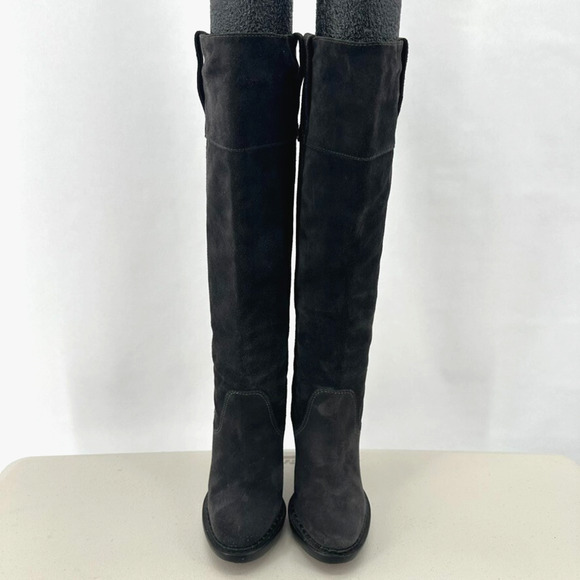 Michael Kors Knee High Boots Womens 5.5‎ Gray Suede Leather Old Money Luxury - Picture 2 of 7
